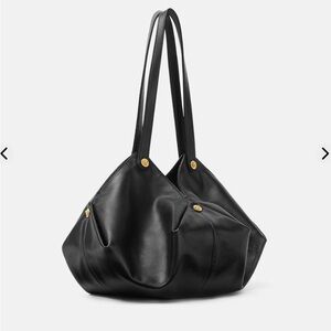 Elegant Black Leather Tote Bag